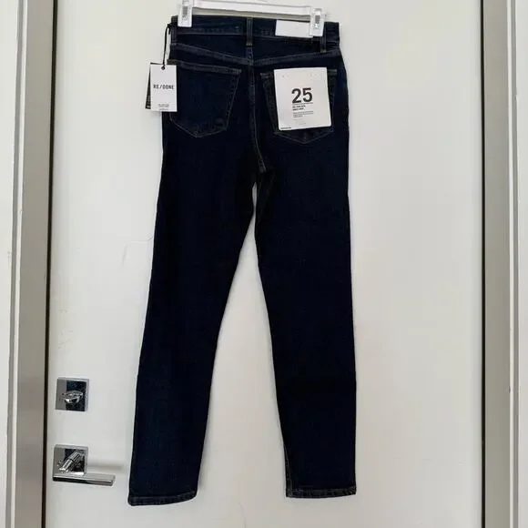 NWT NEW REDONE 90s High Rise Ankle Crop Jeans Dark Rinse Size 25